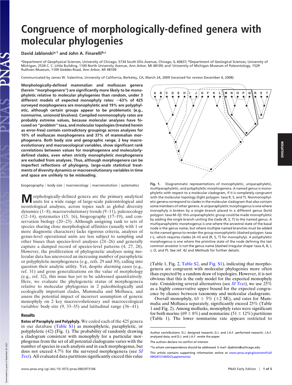 Congruence of Morphologically-Defined Genera with Molecular Phylogenies