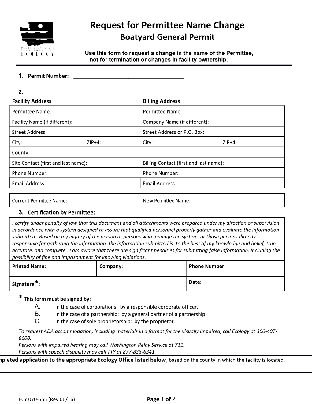 Revised Electronic Reporting Waiver