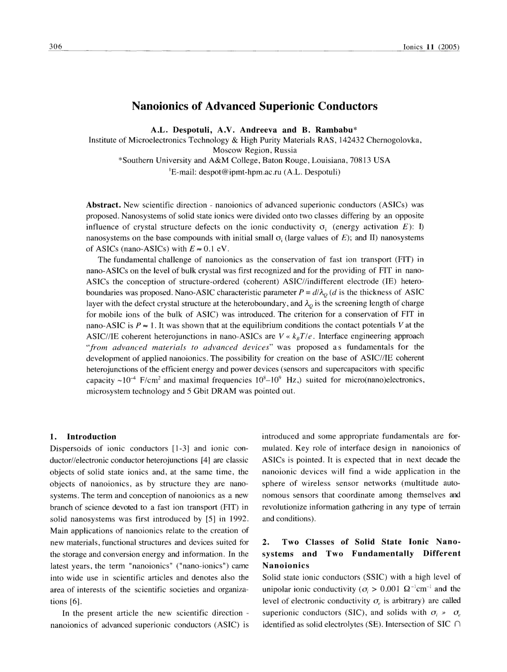 Nanoionics of Advanced Superionic Conductors