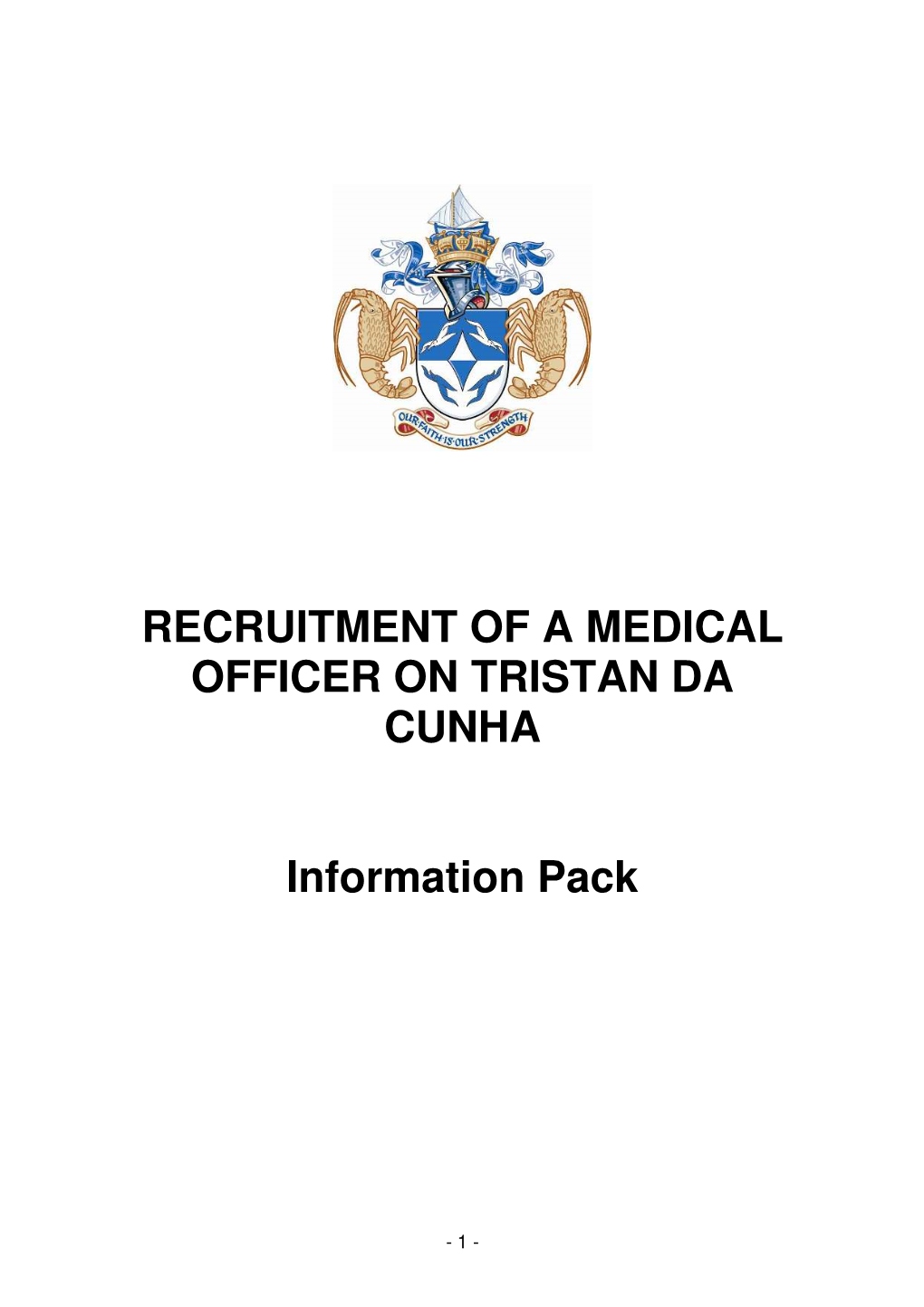 Recruitment of a Medical Officer on Tristan Da Cunha