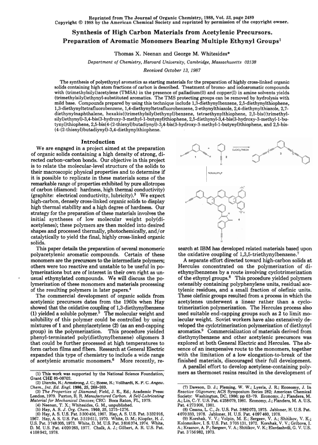 Synthesis of High Carbon Materials from Acetylenic Precursors