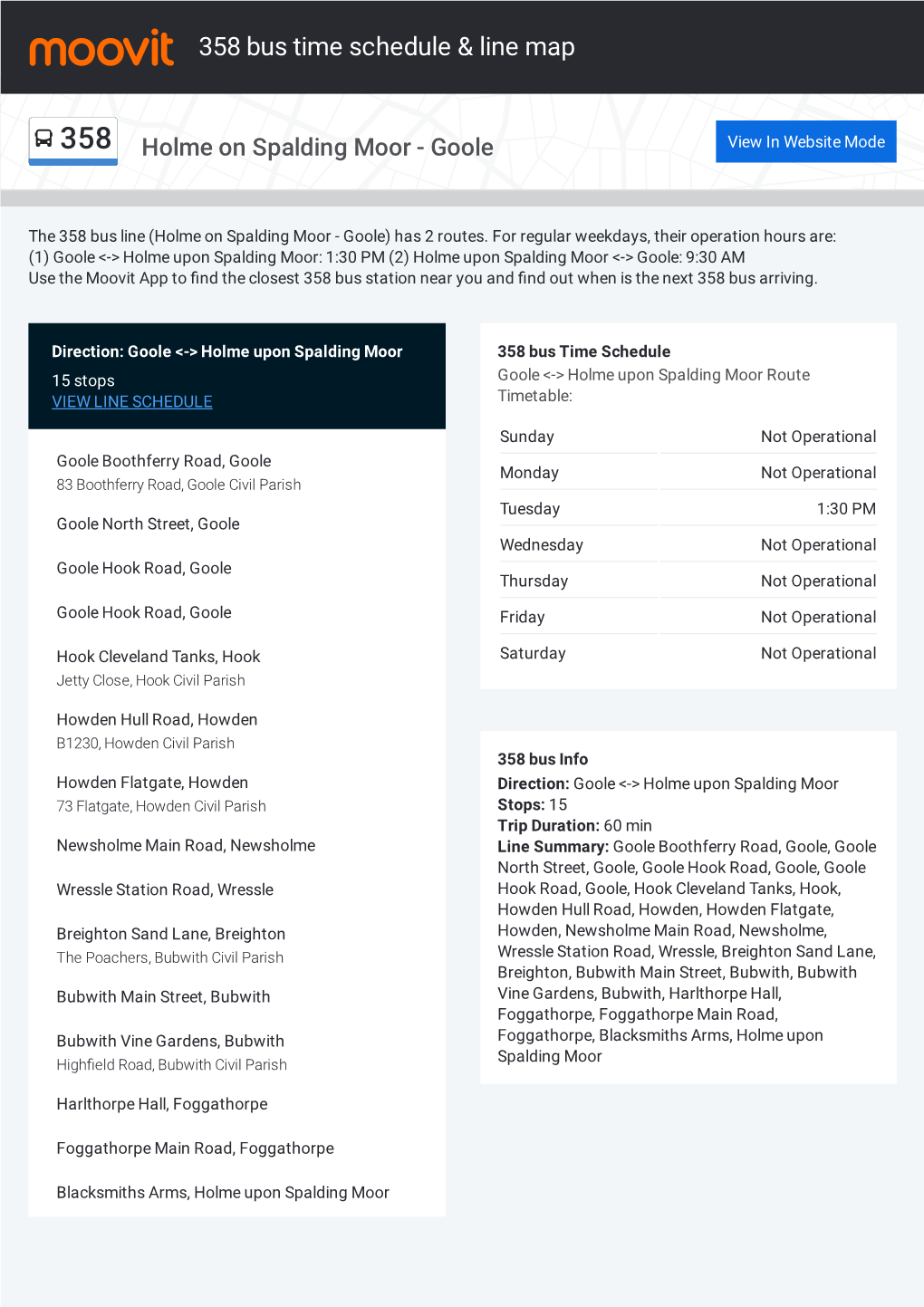 358 Bus Time Schedule & Line Route