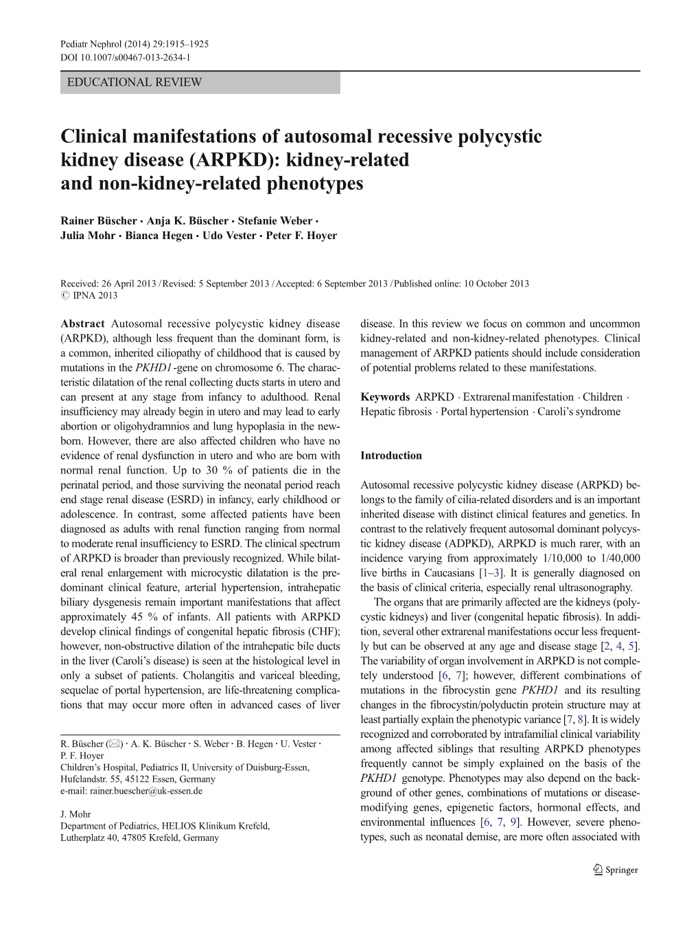 ARPKD): Kidney-Related and Non-Kidney-Related Phenotypes