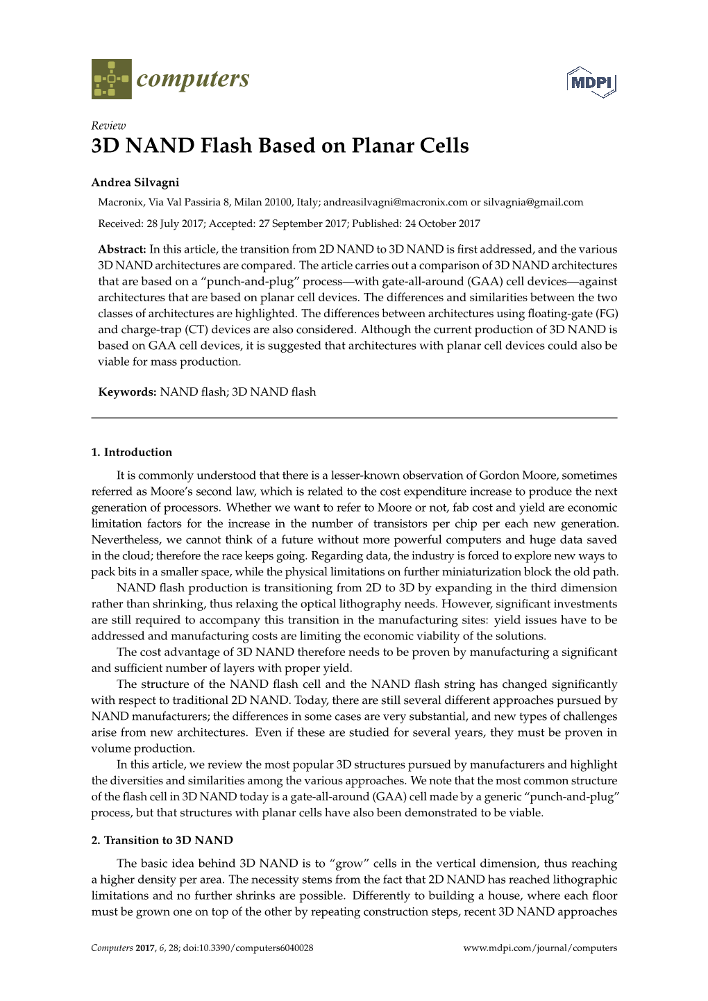 3D NAND Flash Based on Planar Cells