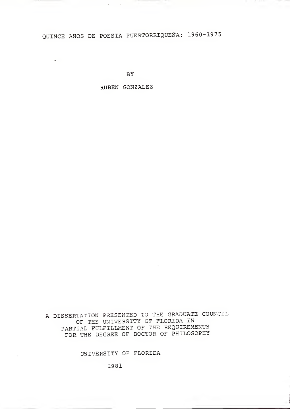 Quince Años De Poesía Puertorriqueña: 1960-1975