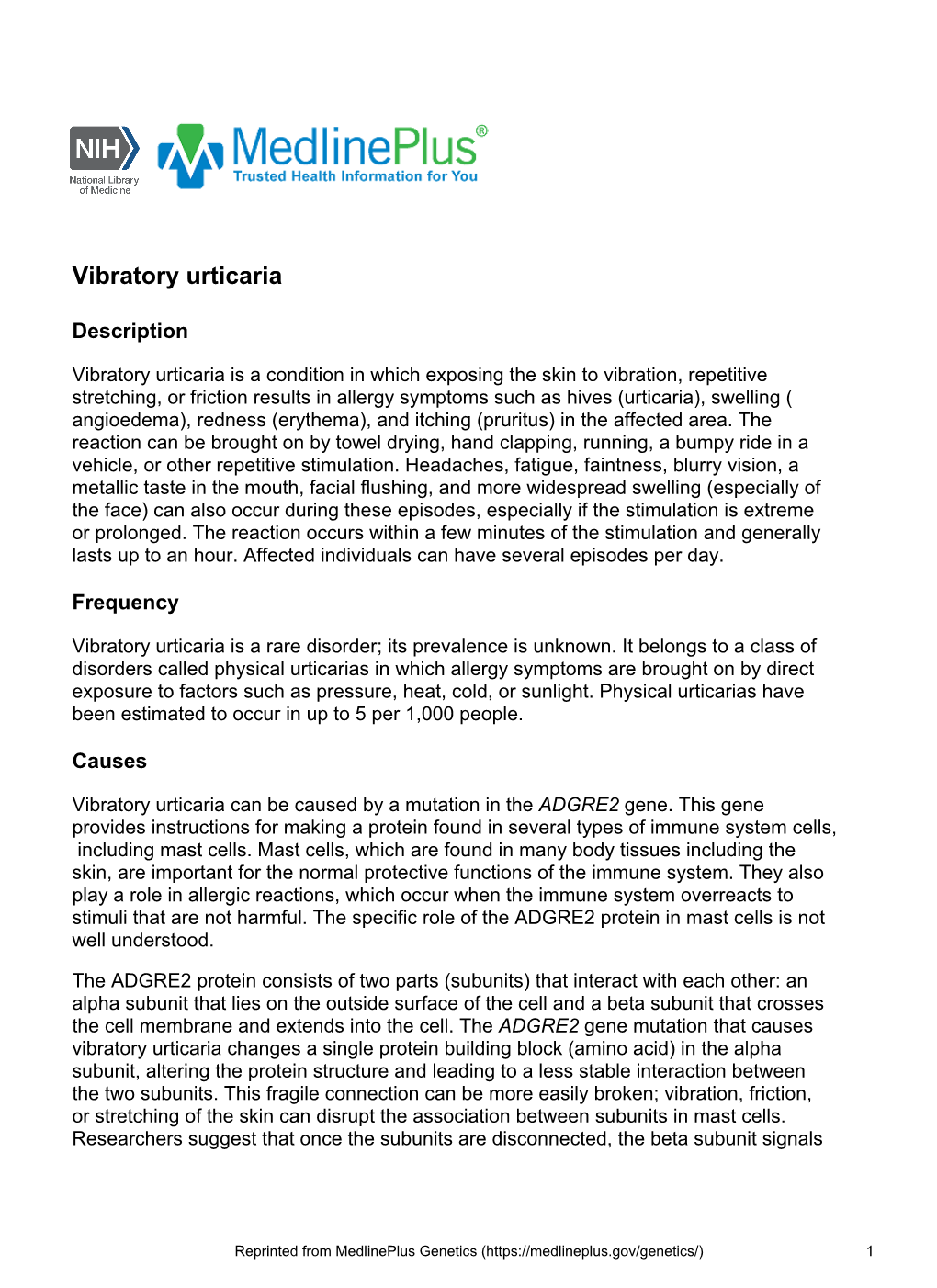 Vibratory Urticaria