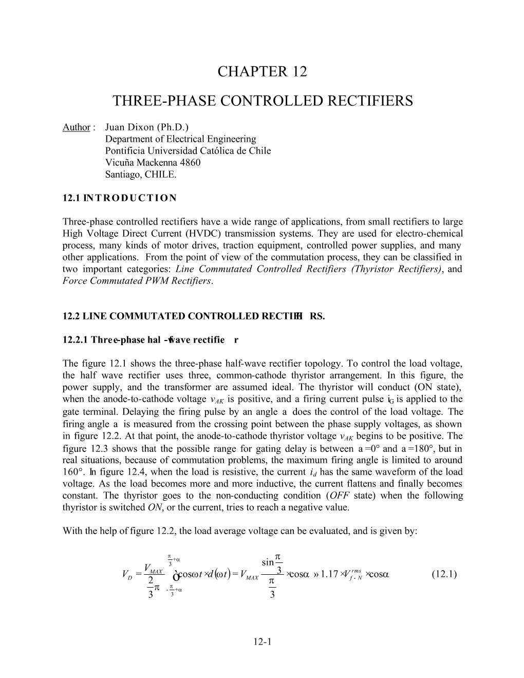 Chapter 12 Three-Phase Controlled Rectifiers ∫