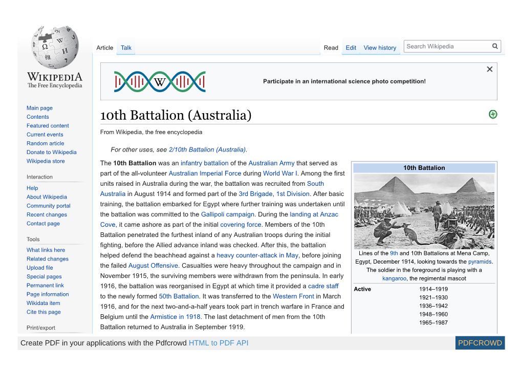 10Th Battalion (Australia)