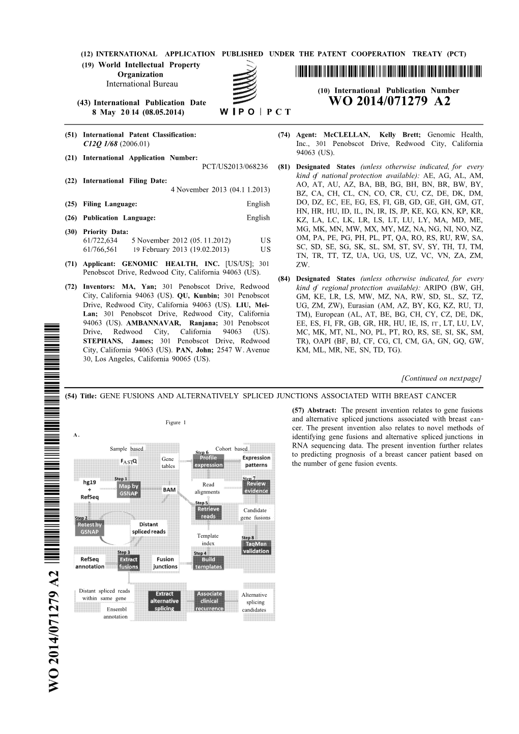 WO 2014/071279 A2 8 May 20 14 (08.05.2014) W P O P C T