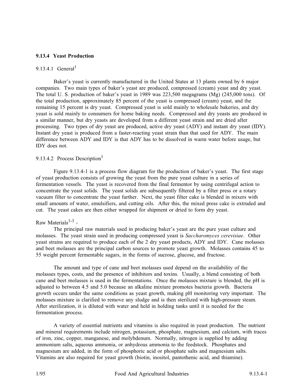 AP-42, CH 9.13.4: Yeast Production