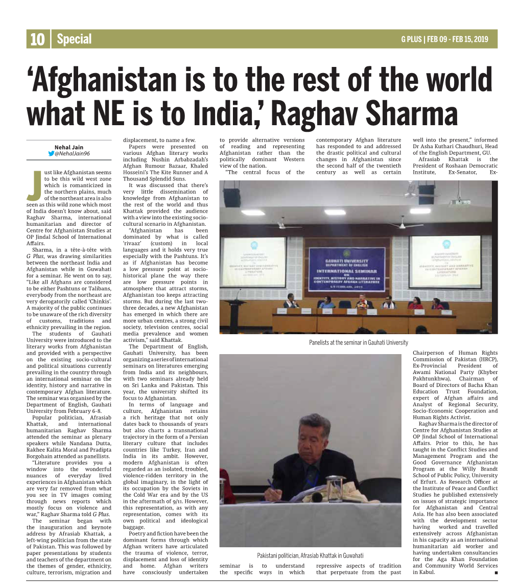 'Afghanistan Is to the Rest of the World What NE Is to India,' Raghav Sharma