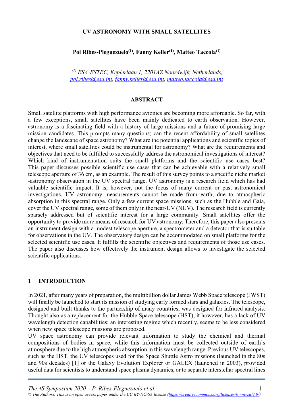 Uv Astronomy with Small Satellites