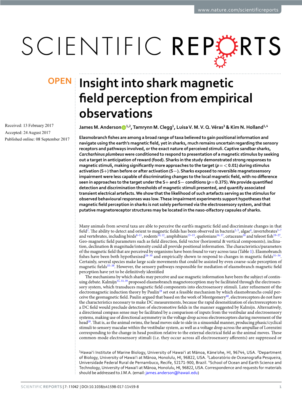 Insight Into Shark Magnetic Field Perception from Empirical