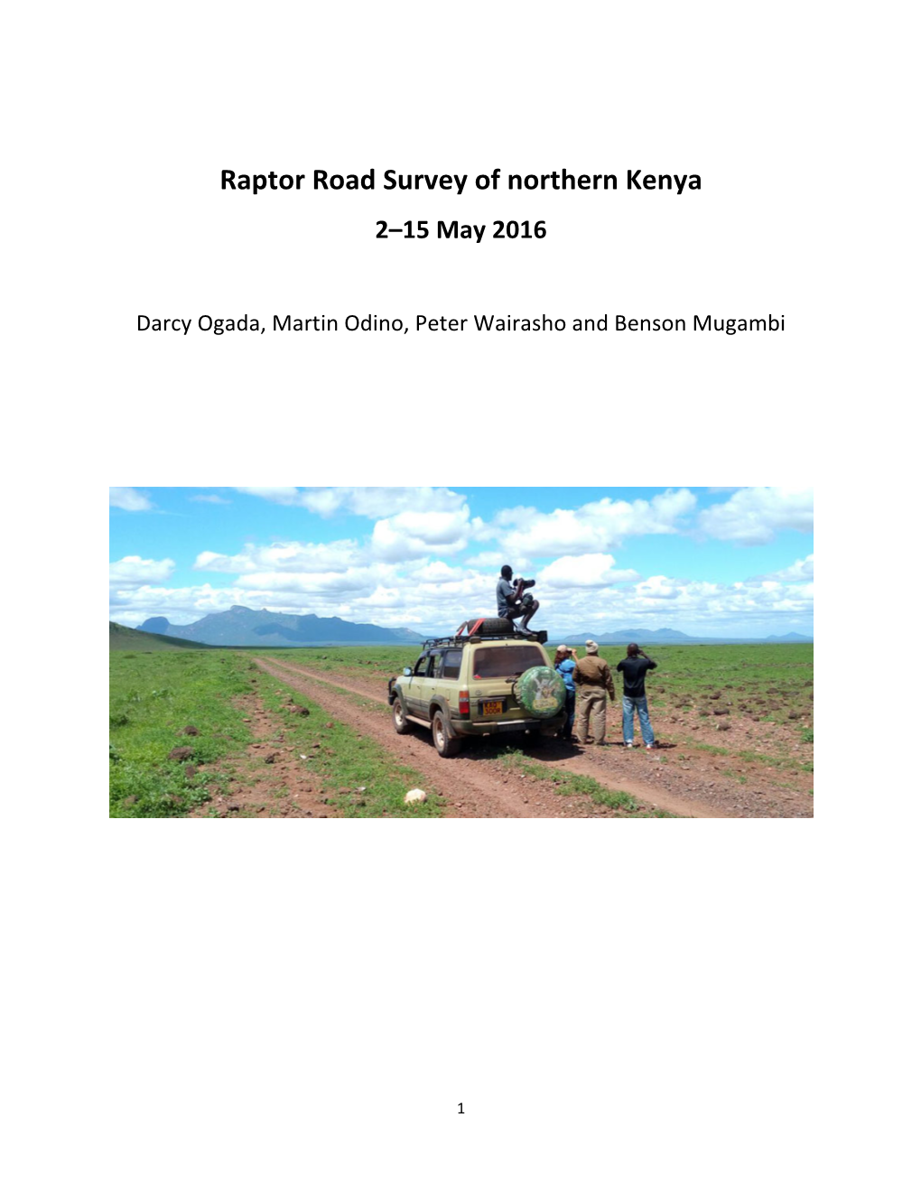 Raptor Road Survey of Northern Kenya 2–15 May 2016