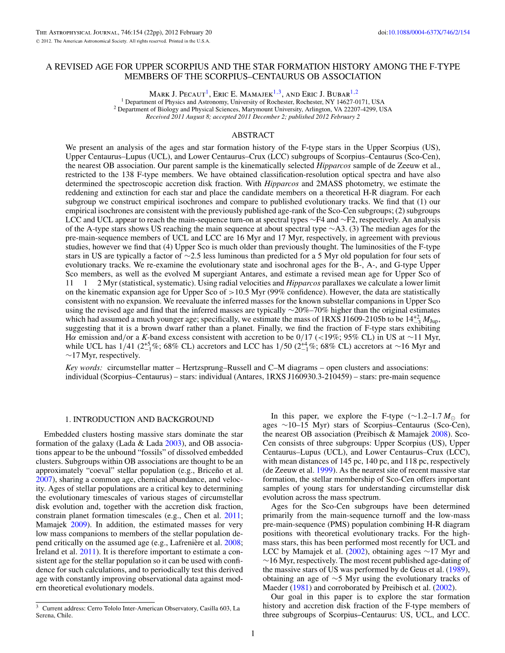 A Revised Age for Upper Scorpius and the Star Formation History Among the F-Type Members of the Scorpius–Centaurus Ob Association