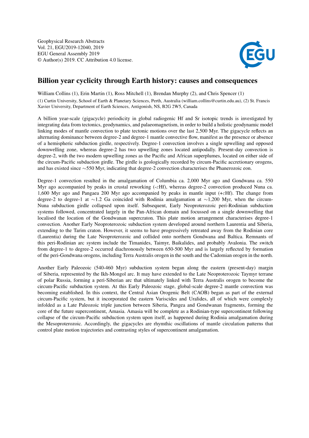 Billion Year Cyclicity Through Earth History: Causes and Consequences