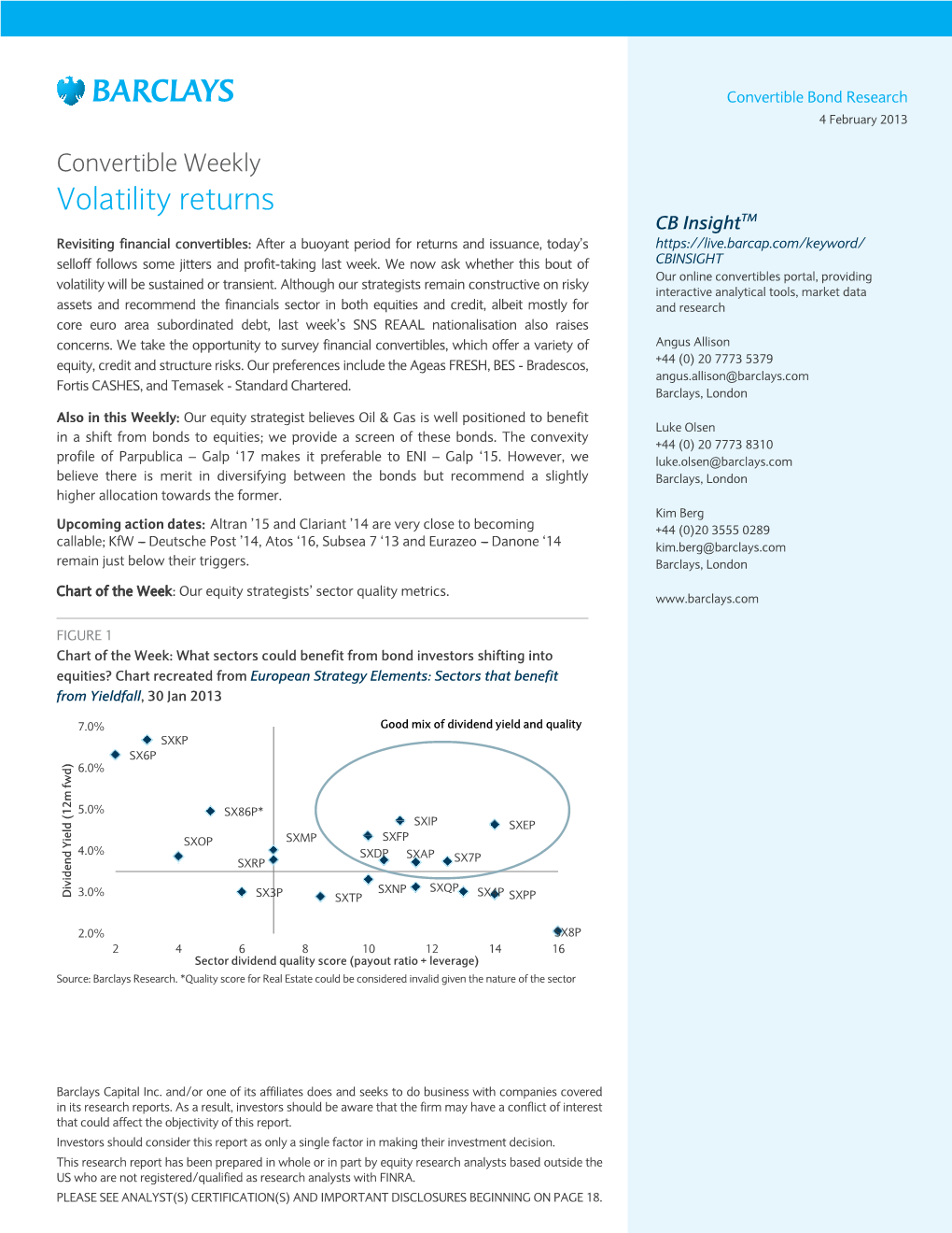 Convertible Weekly: Focus on Financials and Energy