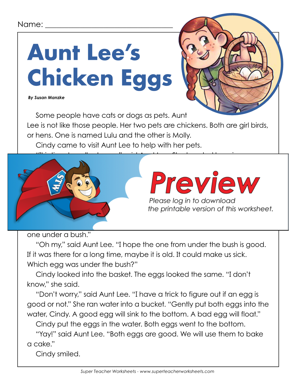 Aunt Lee's Chicken Eggs