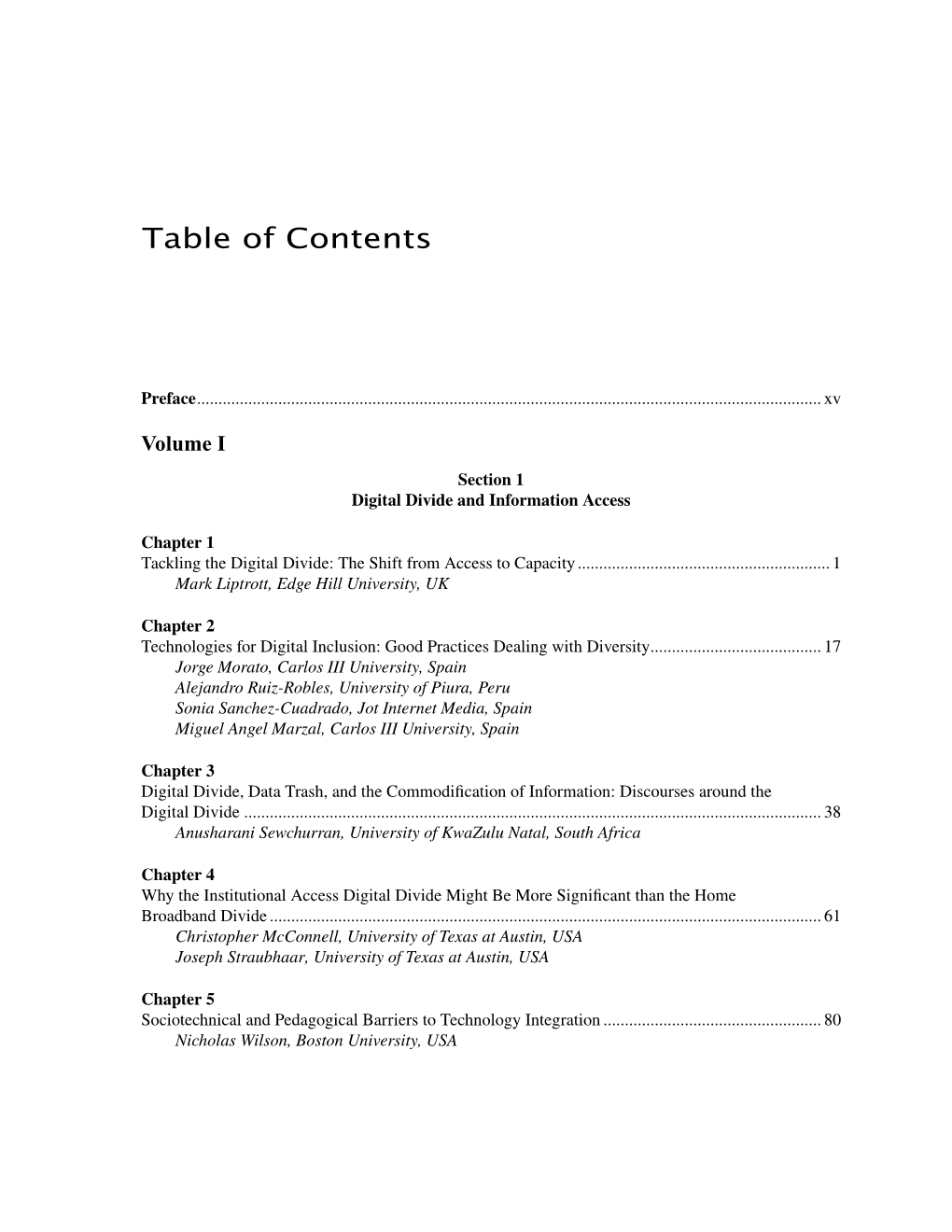 Table of Contents