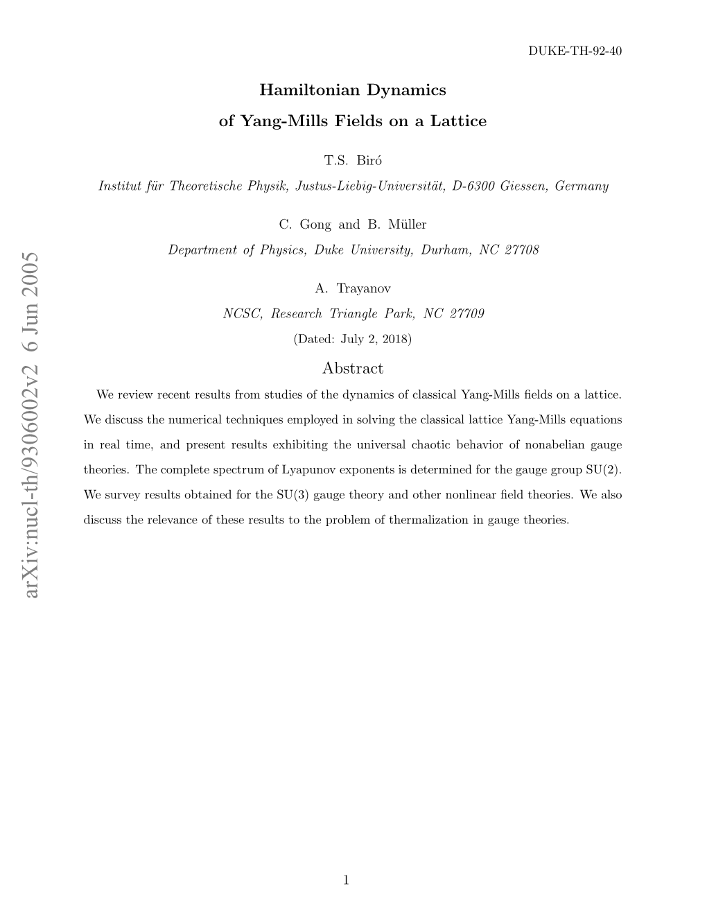 Hamiltonian Dynamics of Yang-Mills Fields on a Lattice