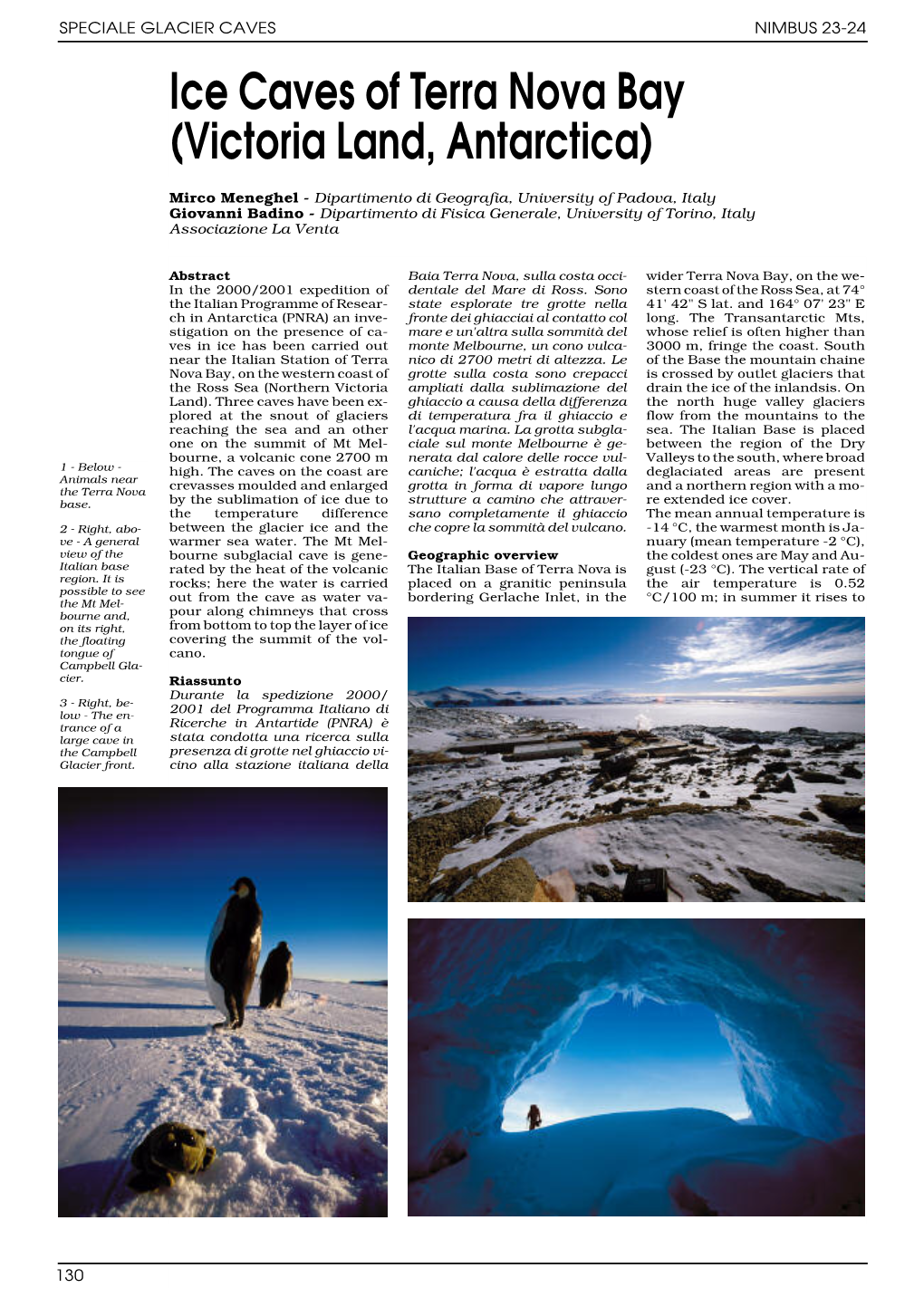 Ice Caves of Terra Nova Bay (Victoria Land, Antarctica)