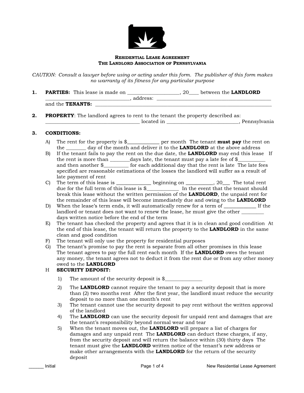 New Residential Lease Agreement