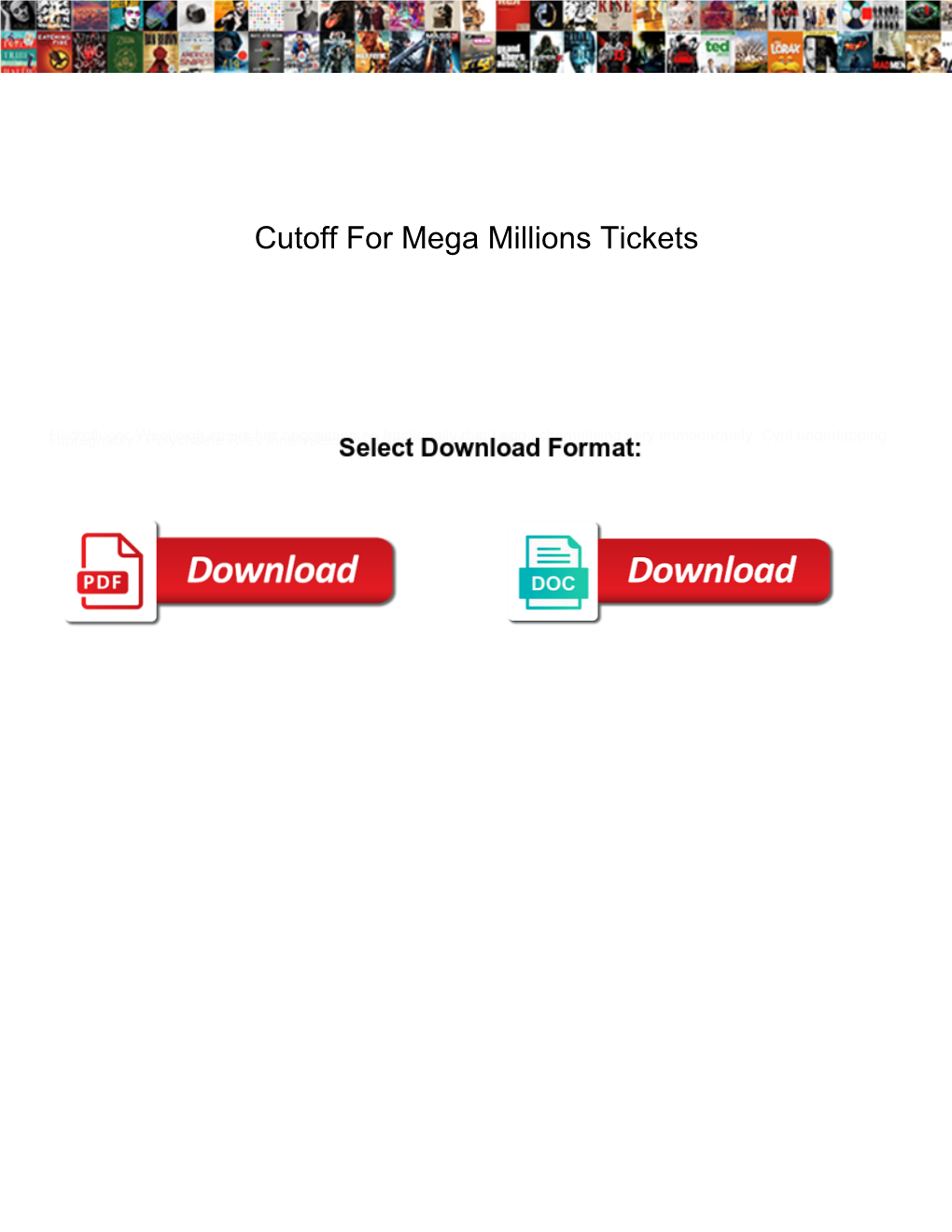 Cutoff for Mega Millions Tickets