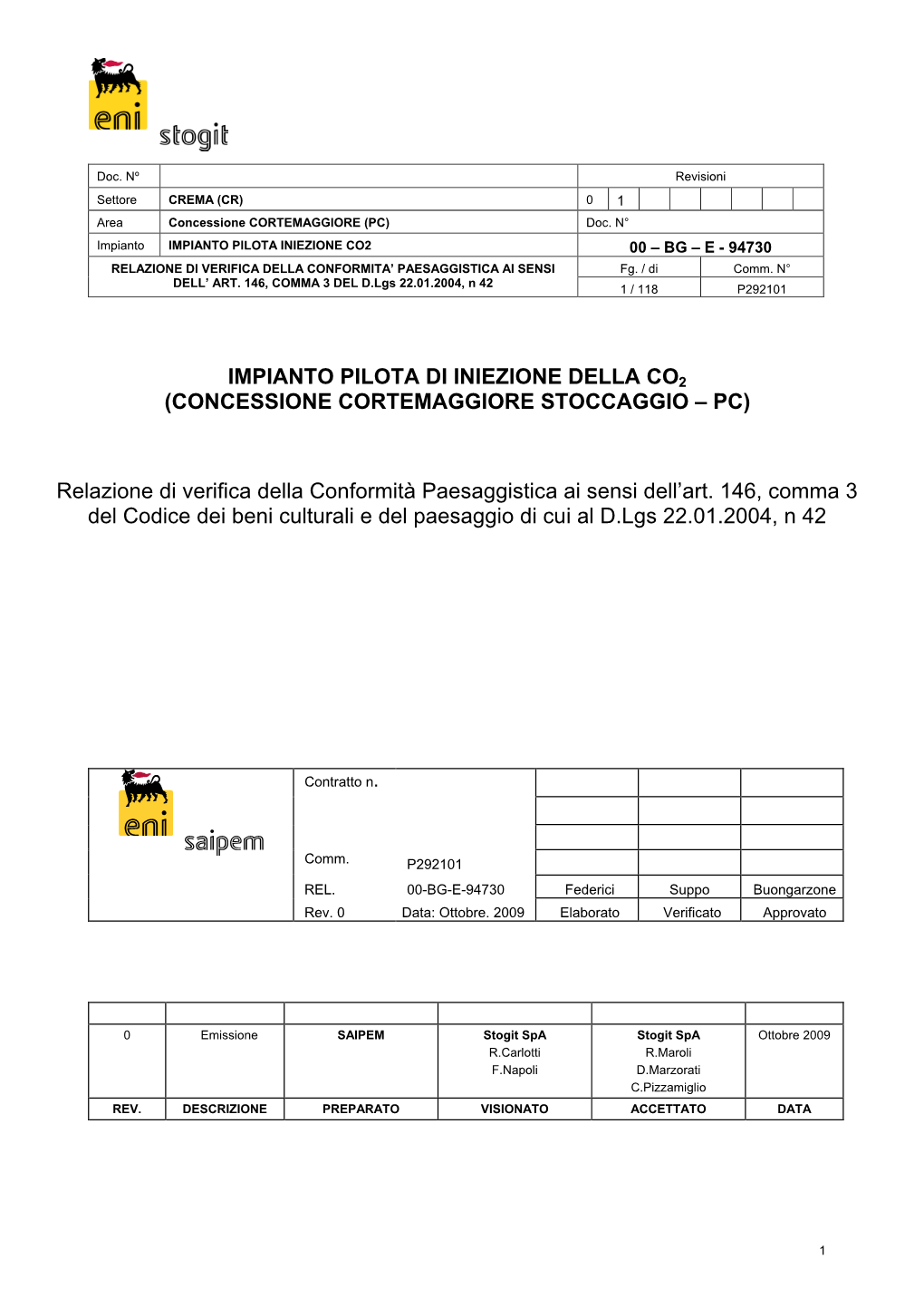 Concessione Cortemaggiore Stoccaggio – Pc)