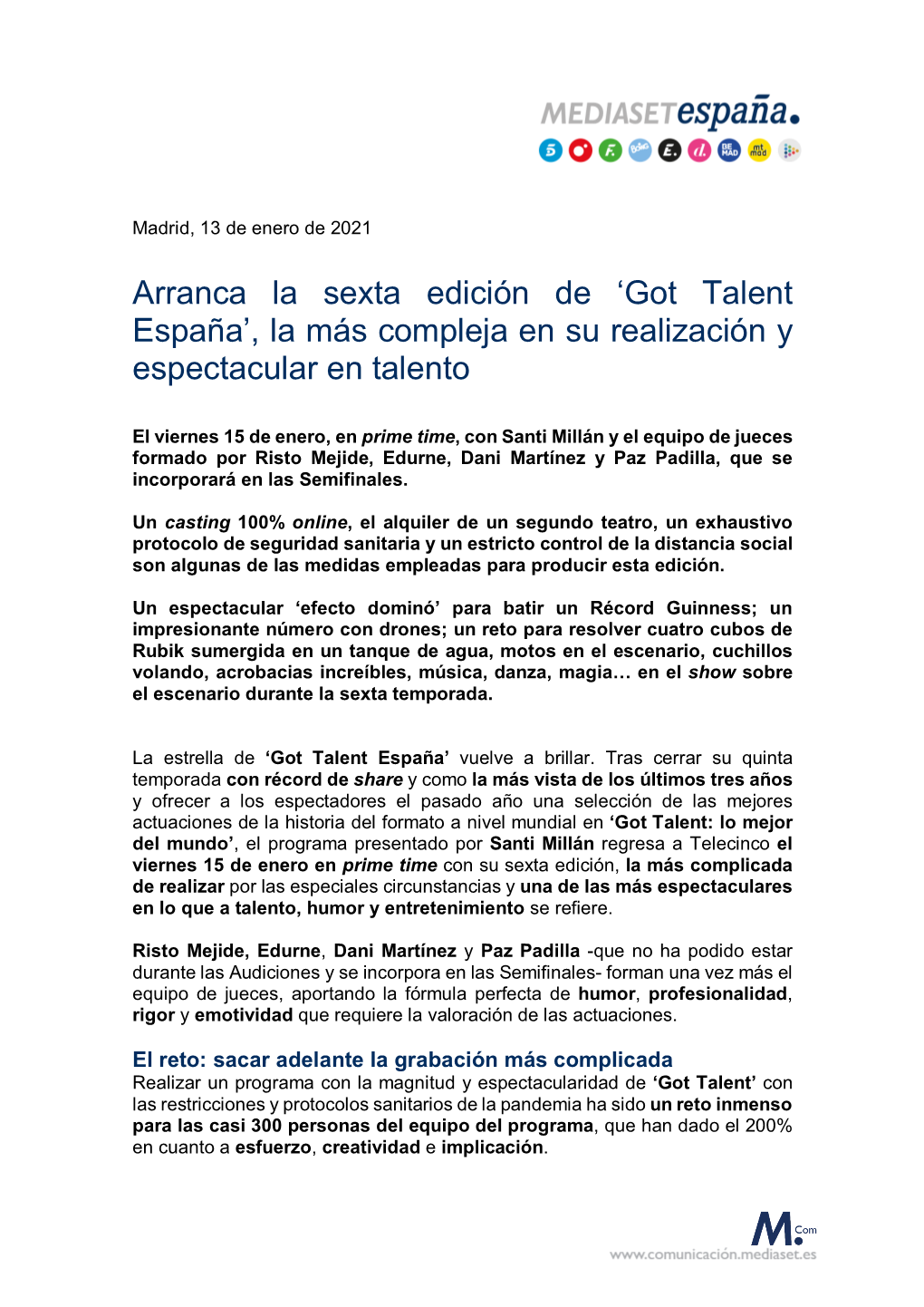 Arranca La Sexta Edición De 'Got Talent España', La Más Compleja En Su
