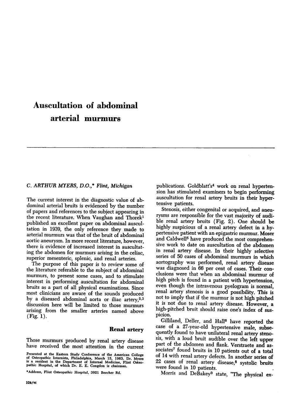 Auscultation of Abdominal Arterial Murmurs