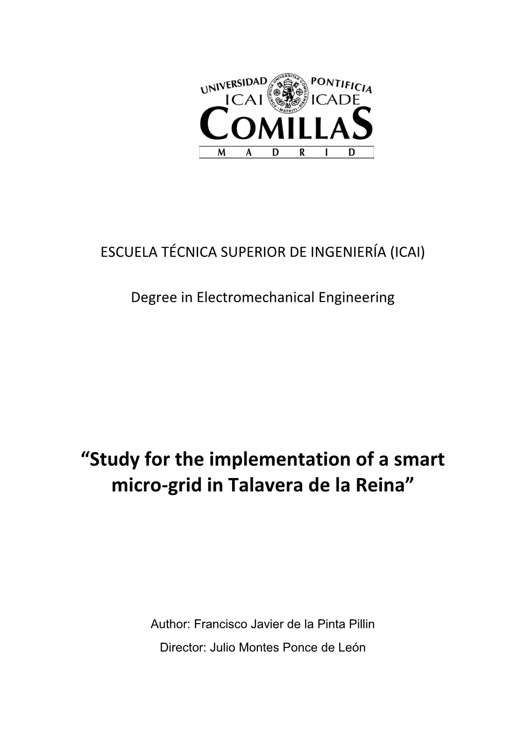 “Study for the Implementation of a Smart Micro-Grid in Talavera De La Reina”