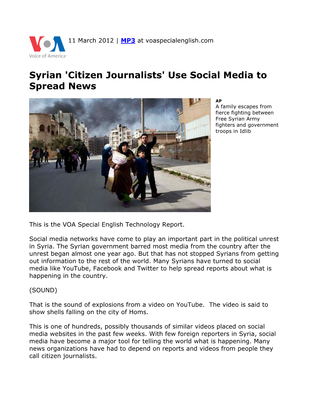 Syrian 'Citizen Journalists' Use Social Media to Spread News