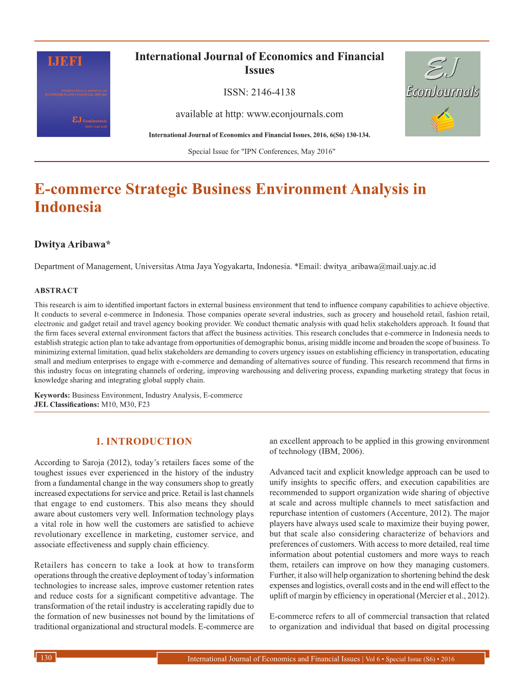 E-Commerce Strategic Business Environment Analysis in Indonesia