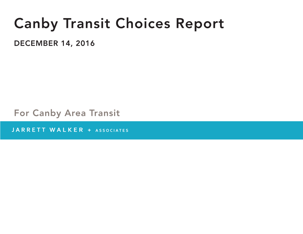 Canby Transit Choices Report DECEMBER 14, 2016