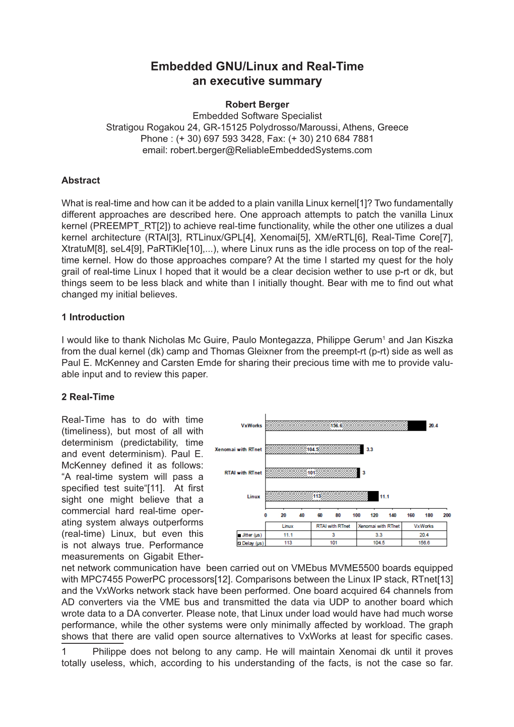 Embedded GNU/Linux and Real-Time an Executive Summary