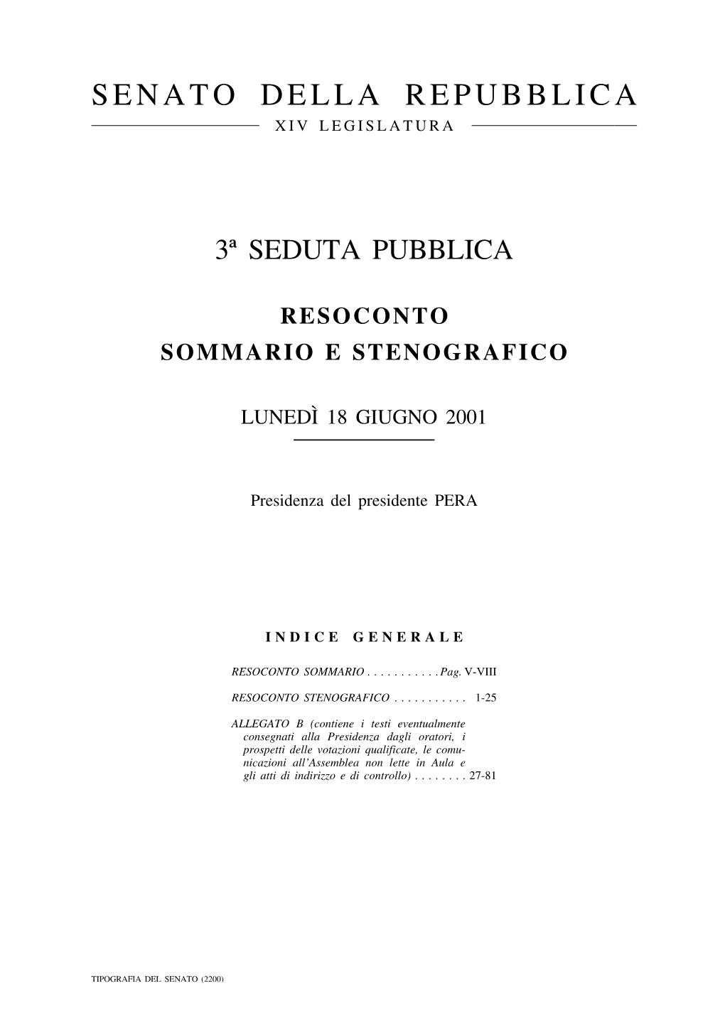 Senato Della Repubblica Xiv Legislatura