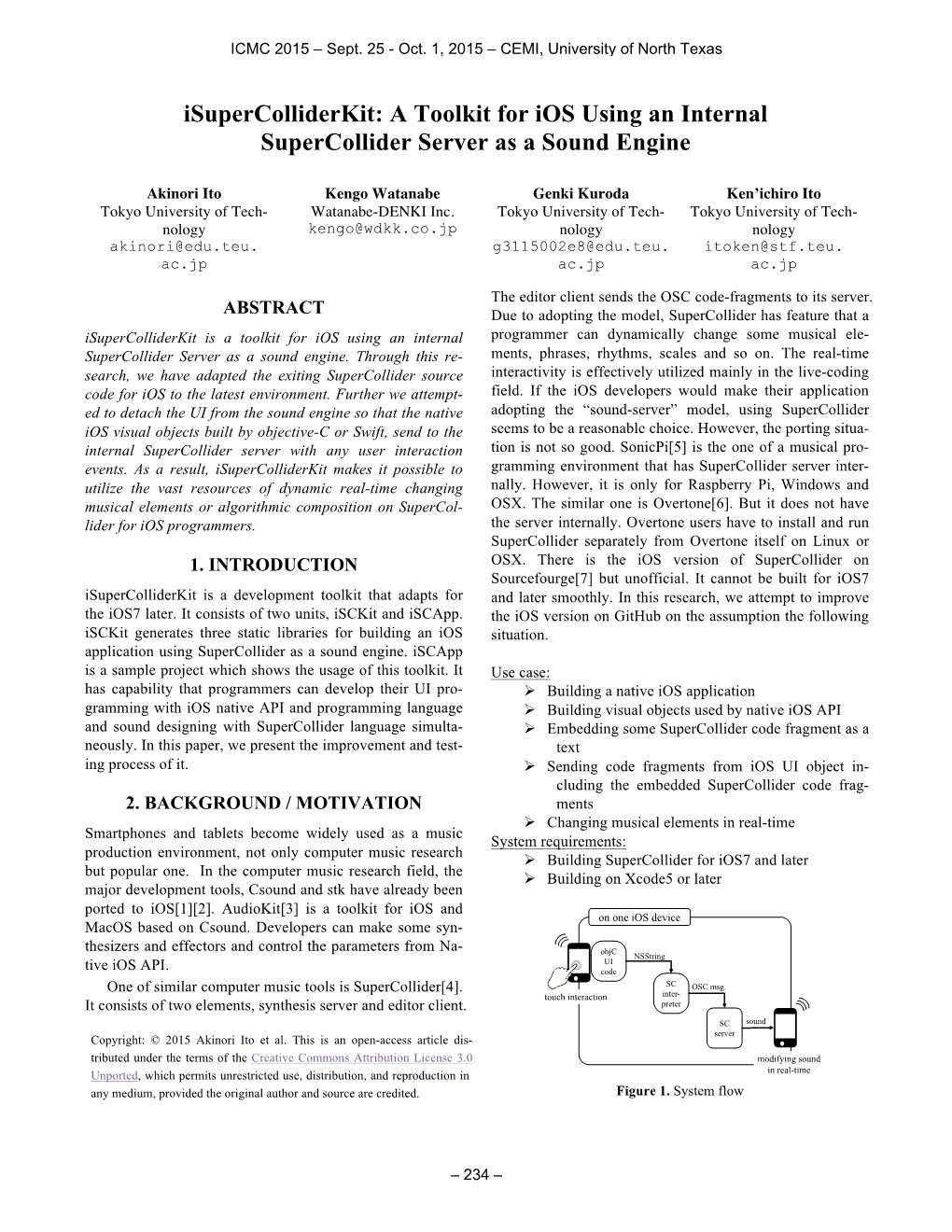 Isupercolliderkit: a Toolkit for Ios Using an Internal Supercollider Server As a Sound Engine