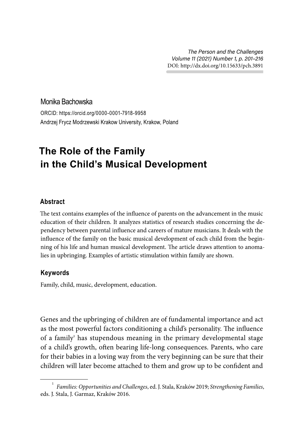 The Role of the Family in the Child's Musical Development