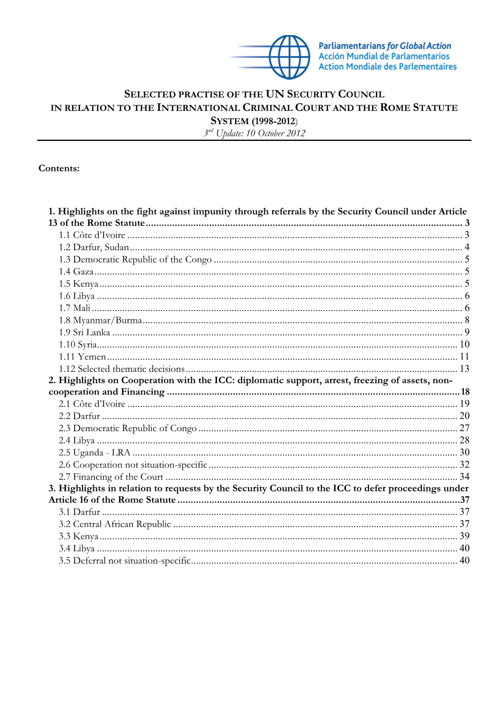 Selected Practice of the UN Security