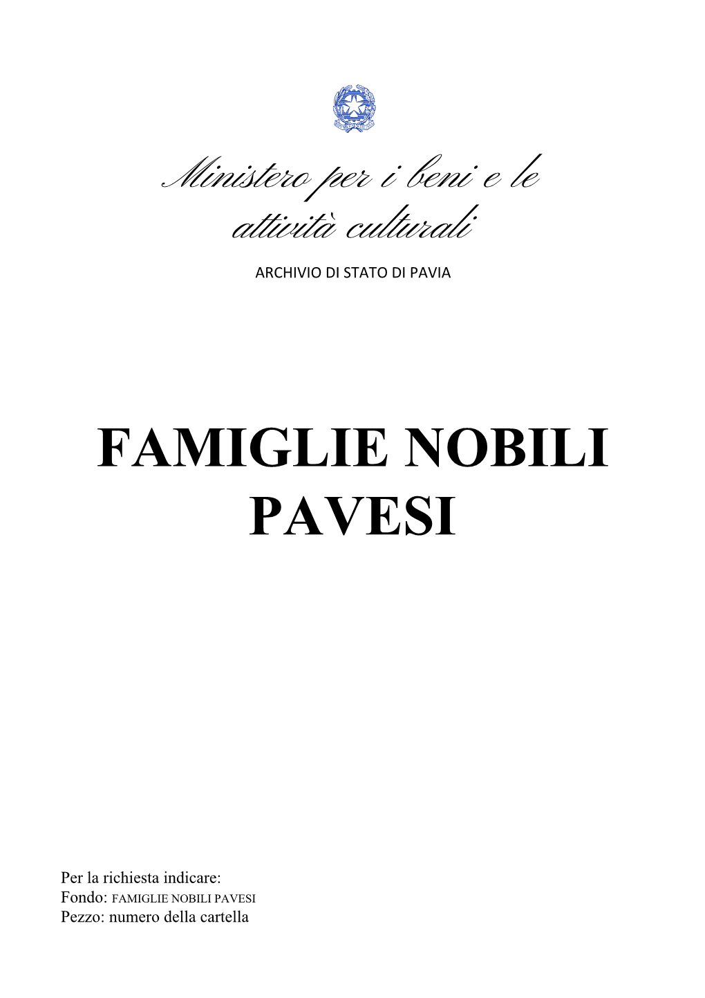 Famiglie Nobili Pavesi