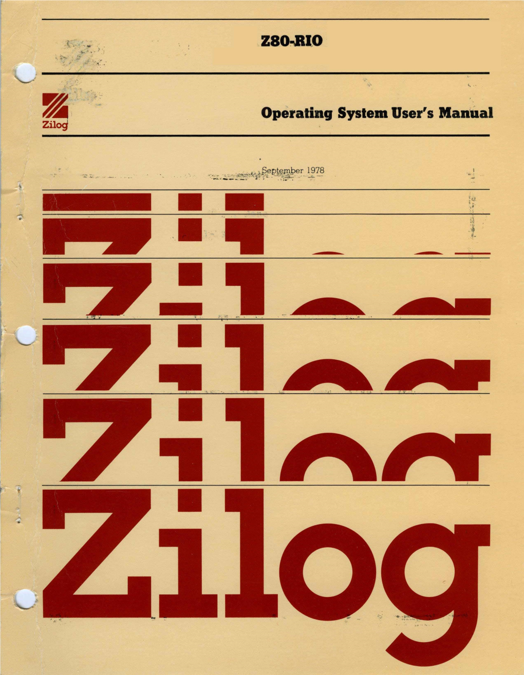 Operating System User's Mannal ~Zilog 03-0072-01 Revision a September 1978