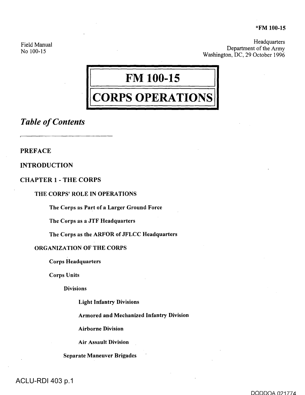 Fm 100-15 Corps Operations