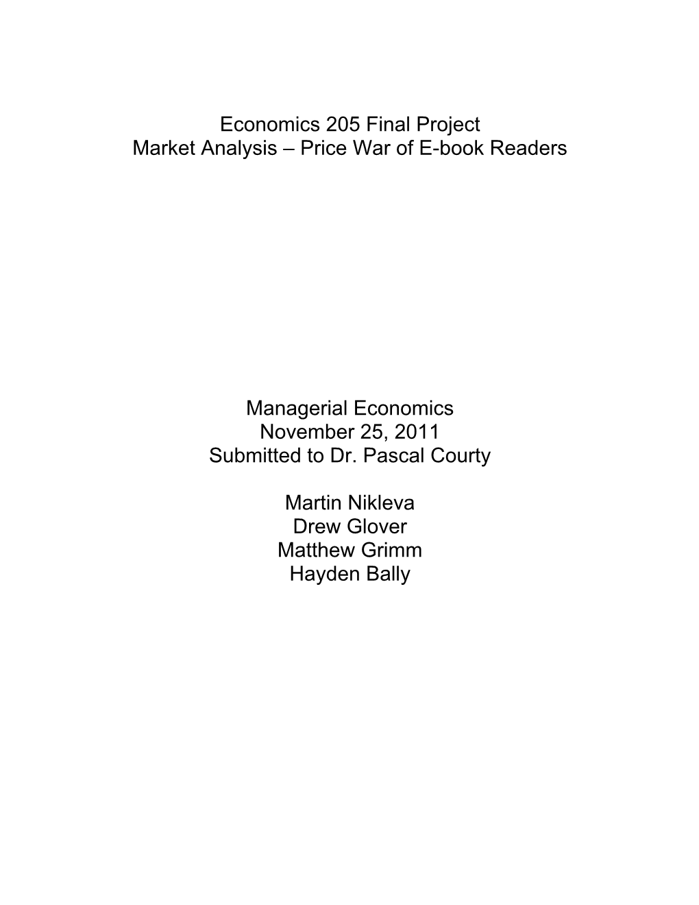 Economics 205 Final Project