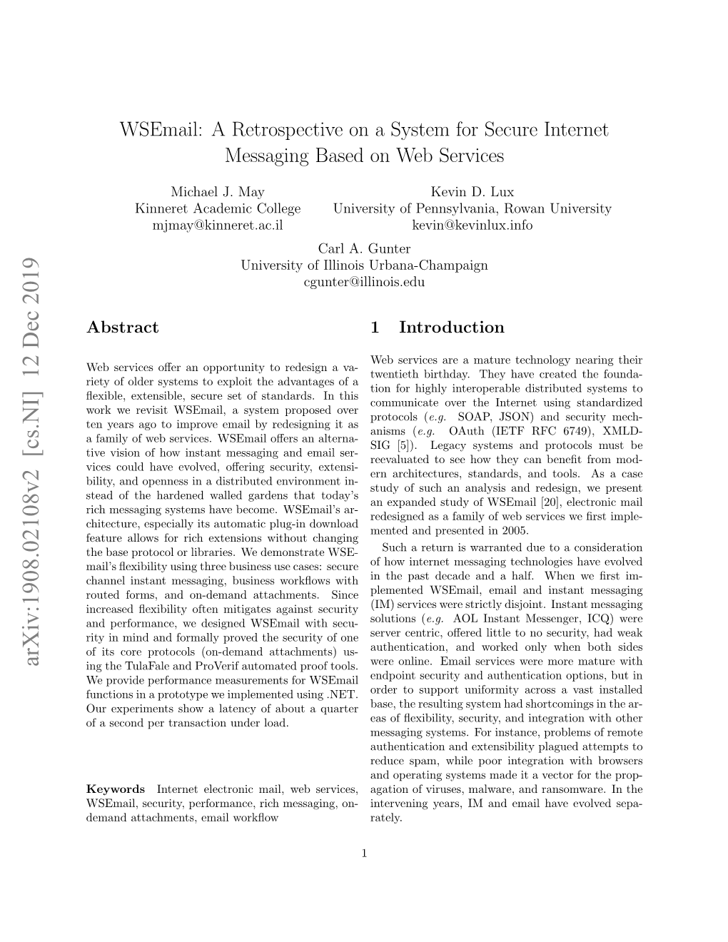 Wsemail: a Retrospective on a System for Secure Internet Messaging Based on Web Services