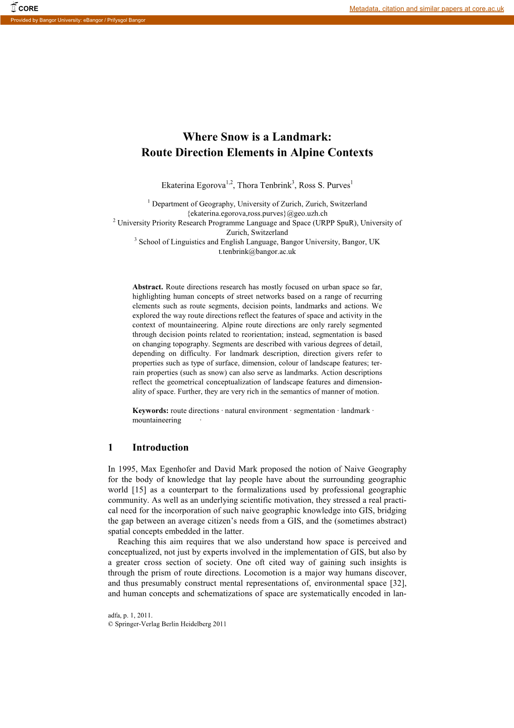 Where Snow Is a Landmark: Route Direction Elements in Alpine Contexts