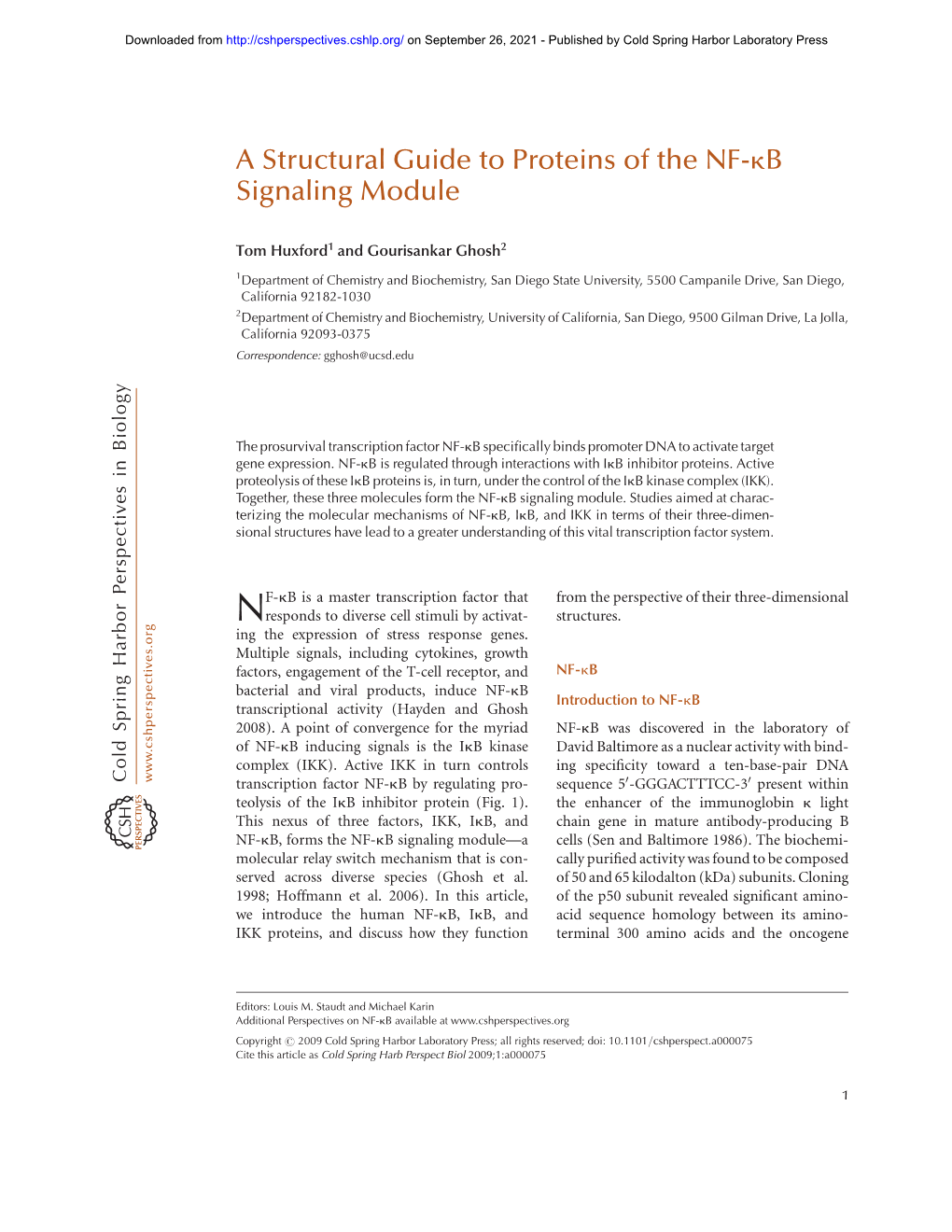 A Structural Guide to Proteins of the NF-Kb Signaling Module
