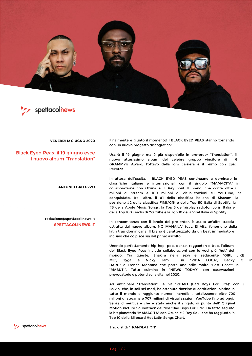 BLACK EYED PEAS Stanno Tornando Con Un Nuovo Progetto Discografico!