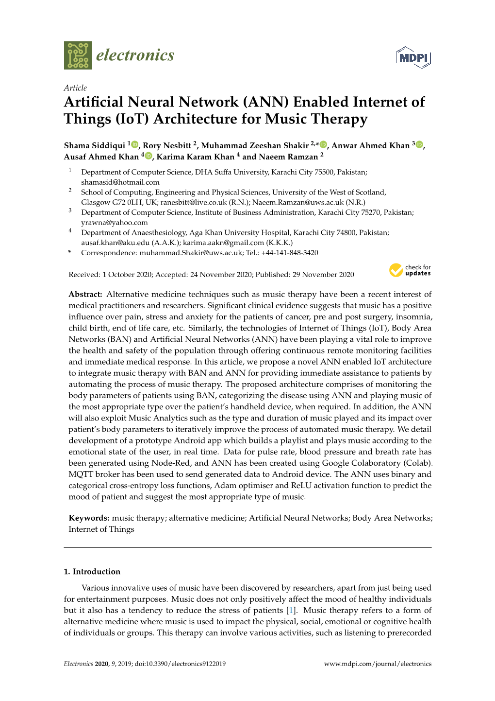(Iot) Architecture for Music Therapy