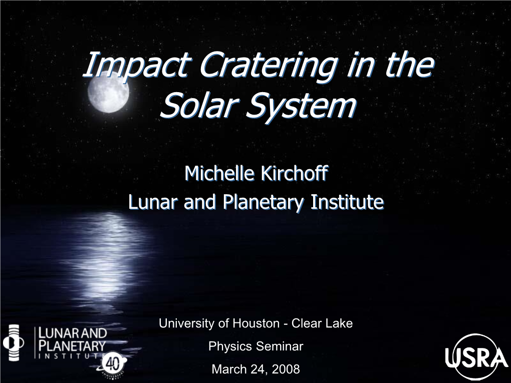 Impact Cratering in the Solar System