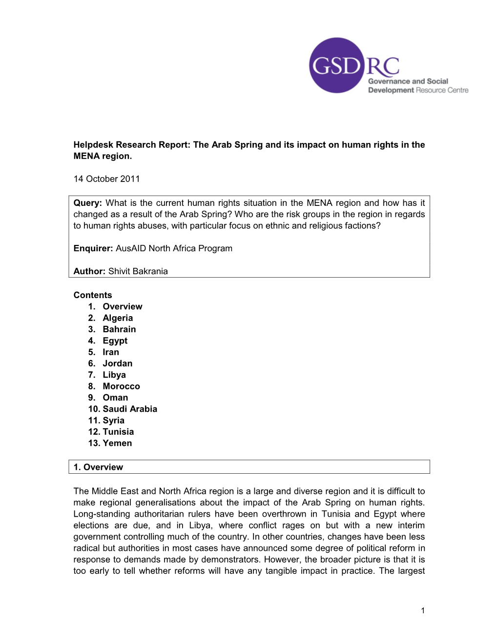 The Arab Spring and Its Impact on Human Rights in the MENA Region